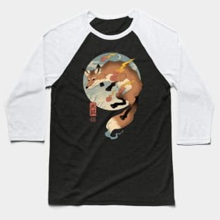 Fire Fox Ukiyo-e Baseball T-Shirt